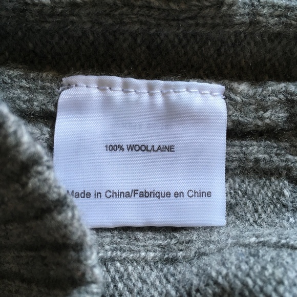 TORY BURCH Sharlene Grey + Navy Cable Knit Wool Crew Sweater XS - Picture 7 of 7